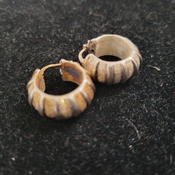 BiColored Earrings from Italy Sterling Silver-One Silver & one Gold Tone - Picture 2 of 5